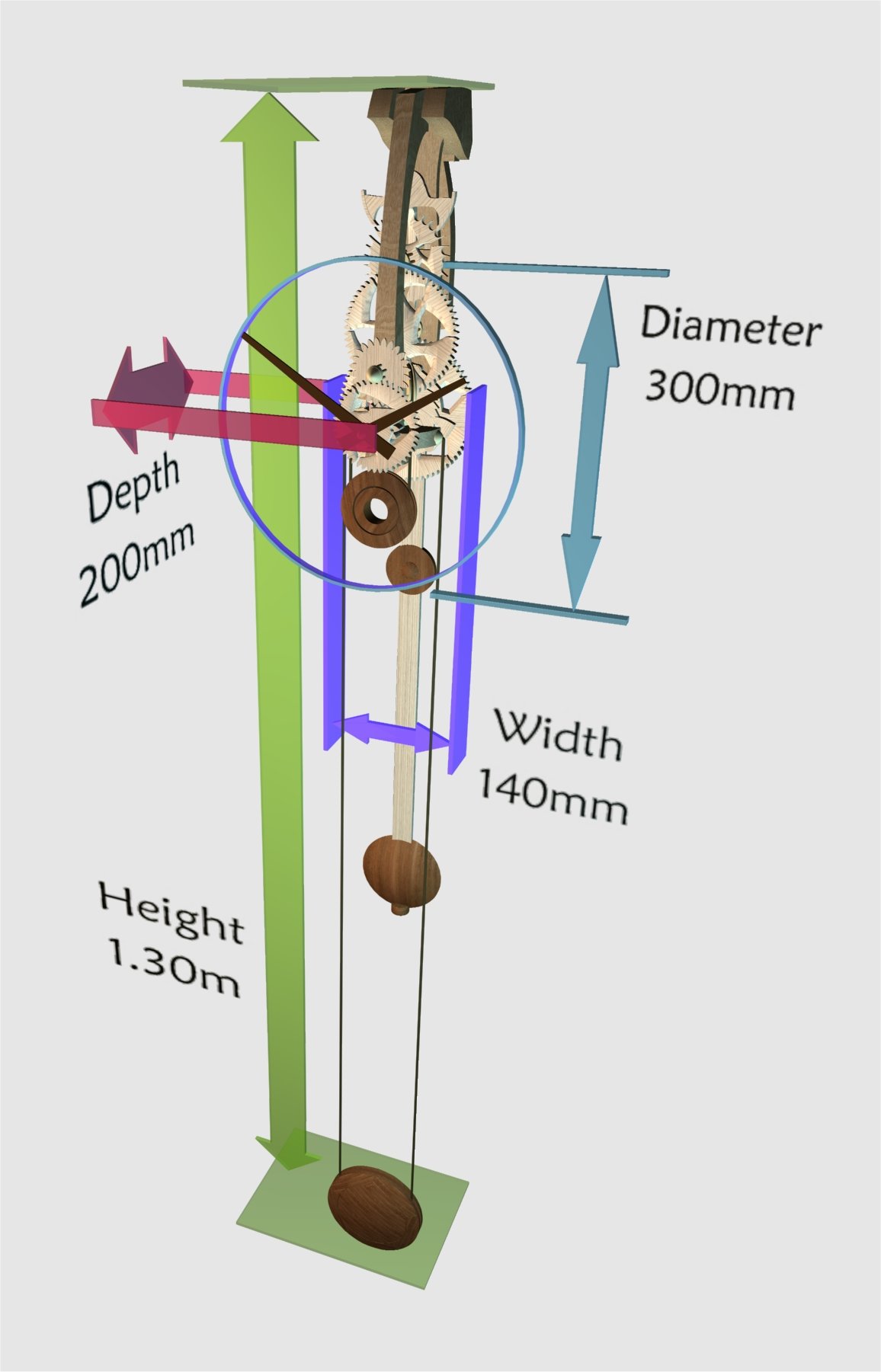 Bruce Aitken, Clock Maker Dimensions